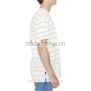 2016 Fashion Wholesale Split SS Tee Natural Washed Black Stripe Men Short Sleeve Collar T-shirt O Neck thumbnail-3