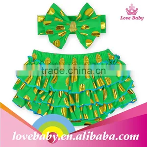 Stylish Baby Shorts Golden Polka Dot Bloomers Infants Pants With Headband thumbnail-5