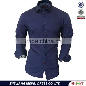 2017 Navy Polka Dot New Pattern Mens Shirts for Men With Long Sleeve thumbnail-2