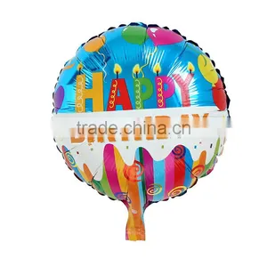 Party Supplies Party Decorations Round Multicolor Stripe "Happy Birthday" Pattern Aluminium Foil Balloon thumbnail-1