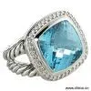 Sell Sterling Silver Ring With Swiss Blue Topaz and Diamond thumbnail-1
