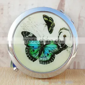 Butterfly Compact Cosmetic Makeup Round Handbag Purse Pocket Mirror thumbnail-1