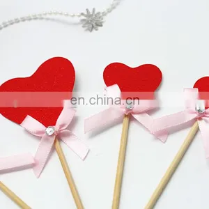 New Design Red Heart With Bow Wedding Birthday Cake Topper thumbnail-3