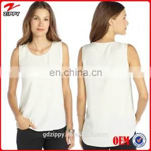 2014 New Design Fashion Ivory Silk Sleeveless Ladies Blouse thumbnail-1