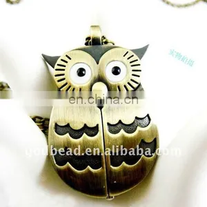 W44 Wholesale Antique Brass Bronze Pocket Watch Chain Charm Pendant Watch Necklace Nickel Free Lead Free thumbnail-1