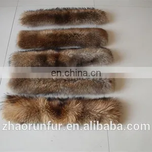 Wholesale Price Fashion Natural Real Dyed Raccoon Fur Collar For Garment thumbnail-4