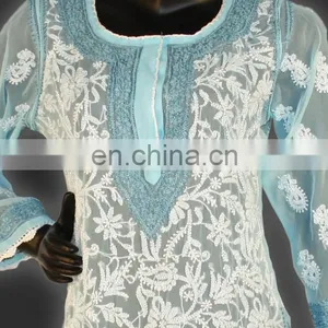 Designs of Georgette Kurtis All Types Lucknow Chikan thumbnail-4