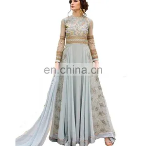 Stylish Heavy Embroidery Party Wear Anarkali Suits Designs 2018 (Diwali Collection) thumbnail-1