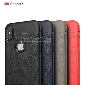 New Arrival Litchi Grain 360 Full Protective Soft TPU Leather Shockproof Phone Cover Case for Apple IPhone X thumbnail-1
