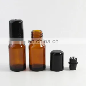 Manufacturer High Quality Amber Essential Oil Glass Bottle With Steel Roller 5ml 10ml 15ml 20ml 25ml 50ml thumbnail-4