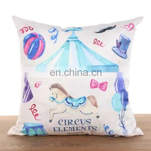 Sofa Decorative Dreamworld Carton Horse Colorful Double Sided Throw Pillow/cushion Cover thumbnail-1