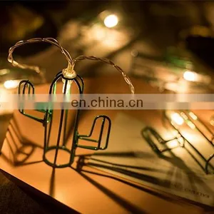 Quality Led Metal Iron Green Mini Cactus String Lights Garden Decorative Indoor Party Wedding Waterproof Fairy Strip Light thumbnail-5