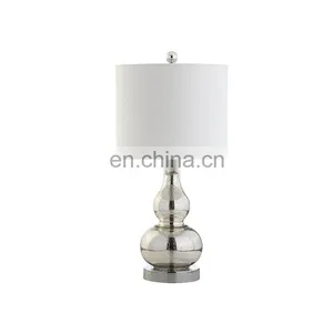 China Classical Calabash Shape Creative Custom Clean Glass Base Cheap Bedside Lamps for Office Restaurant Hotel thumbnail-1