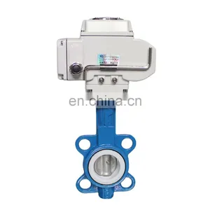 COVNA DN100 PN16 4 Inch 12 Volt PTFE Lined Wafer Type Electric Actuator Butterfly Valve Cast Iron Motorized Electric Butterfly Valve thumbnail-4