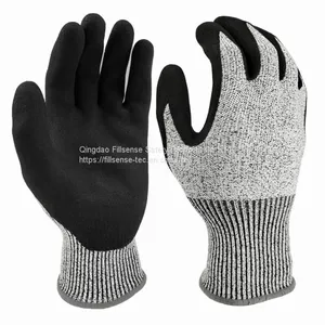 Anti Cut Level 5/C 13 Gauge UHMWPE(HPPE) Liner Nitrile Sandy Coated Cut Resistant Gloves thumbnail-2