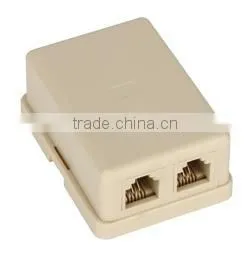 Dual Port Telephone Wall Surface Mount Modular Phone Jack Biscuit Box RJ11 thumbnail-1