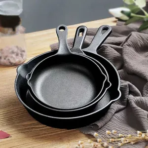 Hot Selling Factory Supply Cast Iron Preseasoned Frying Pan 6/8/10 Inch Seasoned Skillet Fryer Pan With Handle thumbnail-3