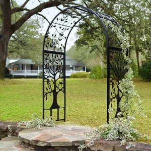 Wrought Iron Garden Fence Arch Trellis for Climbing Plants thumbnail-1