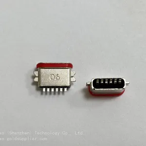 Waterproof Type-C 6-Pin Flat PCB Socket With 0.8mm Pitch, 6.7mm Length, IP68 Rating, and Waterproof Gasket (U-shaped) Zinc Alloy Casing thumbnail-4