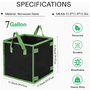 Reinforced Square Grow Bags Thickened Nonwoven Fabric Pots With Handles thumbnail-2