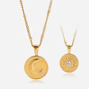 Non-Fade 18K Gold Plated Letter Necklace - Stainless Steel Coin Jewelry for Wholesale thumbnail-4