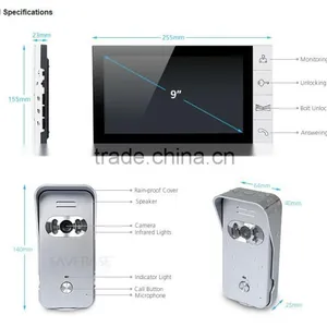 9" Video Door Phone Intercom Doorbell Security 1 Camera 2 Monitors Night Vision thumbnail-2
