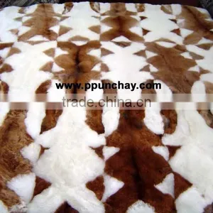 Baby Alpaca Rug Carpet Peru 82x74" "Leather Pattern" thumbnail-1