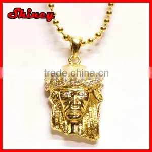 Iced Out Hip Hop 2014 Fashion Cool Jesus Face Men's Gold Necklace thumbnail-1
