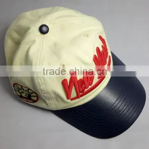 Custom 6 Panel New York Embroidery Unique Baseball Cap pu Brim Baseball Hat thumbnail-2