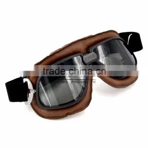 BJ-GT-009 Comfortable Tea Lens Leather Motocross Goggles thumbnail-4