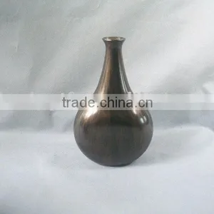 Decorative Black Elegant Desk Top Oblate Wood Flower Vases thumbnail-1