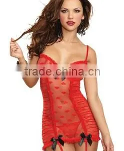 Sexy Heart Jacquard Mesh Garter Slip thumbnail-1