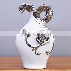 Fine Jingdezhen Porcelain Ceramic White Silver European Vase for Wholsale thumbnail-1
