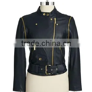 Ladies MOTO Pu Leather Jacket With Removable Zippered Sleeves. thumbnail-1