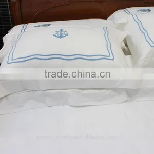 Anchor and Rope Embroidered and Monogram Bedding Set in Sky Blue thumbnail-2