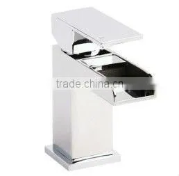 Contemporary Waterfall Brass Bathroom Basin Faucet - Chrome Finish thumbnail-1