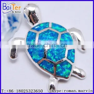 Custom Lab Created Blue Fire Opal Boulder Opal Pendant Necklace Pendant thumbnail-1
