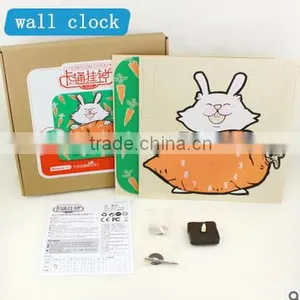 3D Wooden Wall Clock New Design Cartoon Innovative thumbnail-1