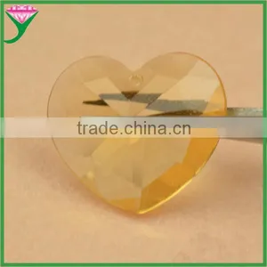 Wholesale Double Back Pointed Champagne Heart Shape Glass Gemstone for Pendant thumbnail-1