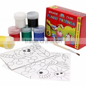 Gouache, Poster Paint, Poster Color 6 Colors, 120ml With Color Pages thumbnail-1
