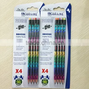 Standard Size Soft Wood Round Shape Heat Rolling Rainbow Laser HB Pencil in Blister Card thumbnail-2