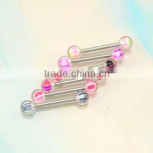 316 L Stainless Steel Colorful UV Acrylic Ball Barbell Tongue Rings for Body Piercing thumbnail-4
