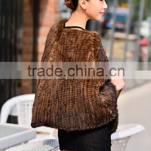 100% Real Genuine Knit Mink Fur Scarf Cape Stole Coat Wrap / Fur Shawl thumbnail-5