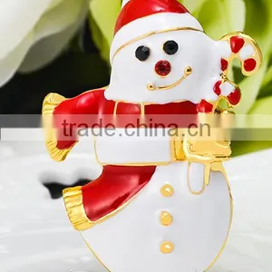 Vintage Red Hat Snowman Hold The X'mas Candy Brooch thumbnail-3