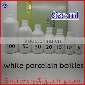 Round White Jade Glass Bottle,white Porcelain / Ceramic Whiteware Essential Oil Glass Bottle thumbnail-3