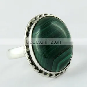 Delicate !! Bezel Setting Green Malachite 925 Sterling Silver Ring, Silver Jewellery Wholeseller, Silver Jewellery thumbnail-1