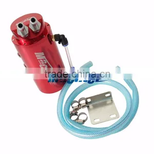 New Universal Car Racing Engine Oil Catch Tank Can Reservoir Red Round + Hose thumbnail-1