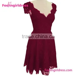 Red White Patterns Of Lace Evening Dress Designs thumbnail-1