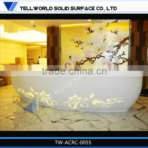 Elegant Attractive Glossy Marble Executive Modern Office Reception Desk Design thumbnail-1