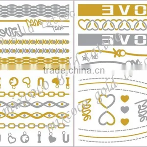 2016 Hot Factory Quality Golden Tattoo Sticker, Metallic Tattoo Gold Temporary Tattoos thumbnail-5